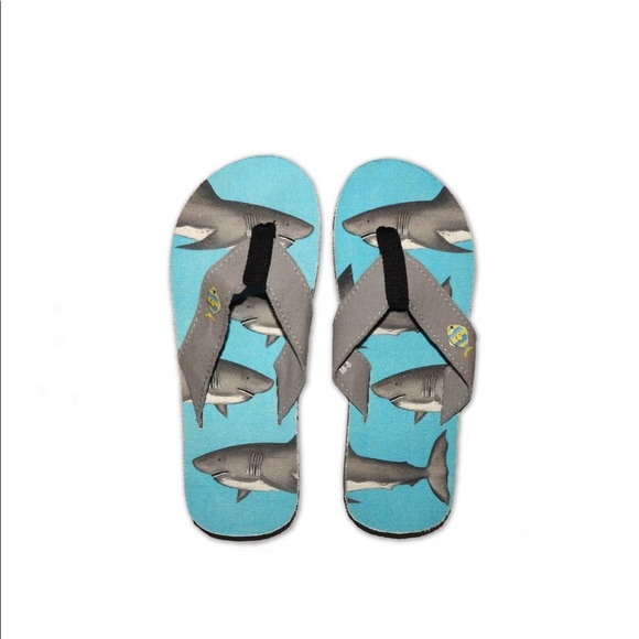 SOLD! 💚Beachcomber Blue Water Sharks Flip Flops - Picture 11 of 12